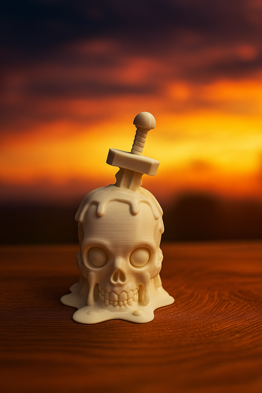 Unikalna figurka 3D – Czaszka z mieczem